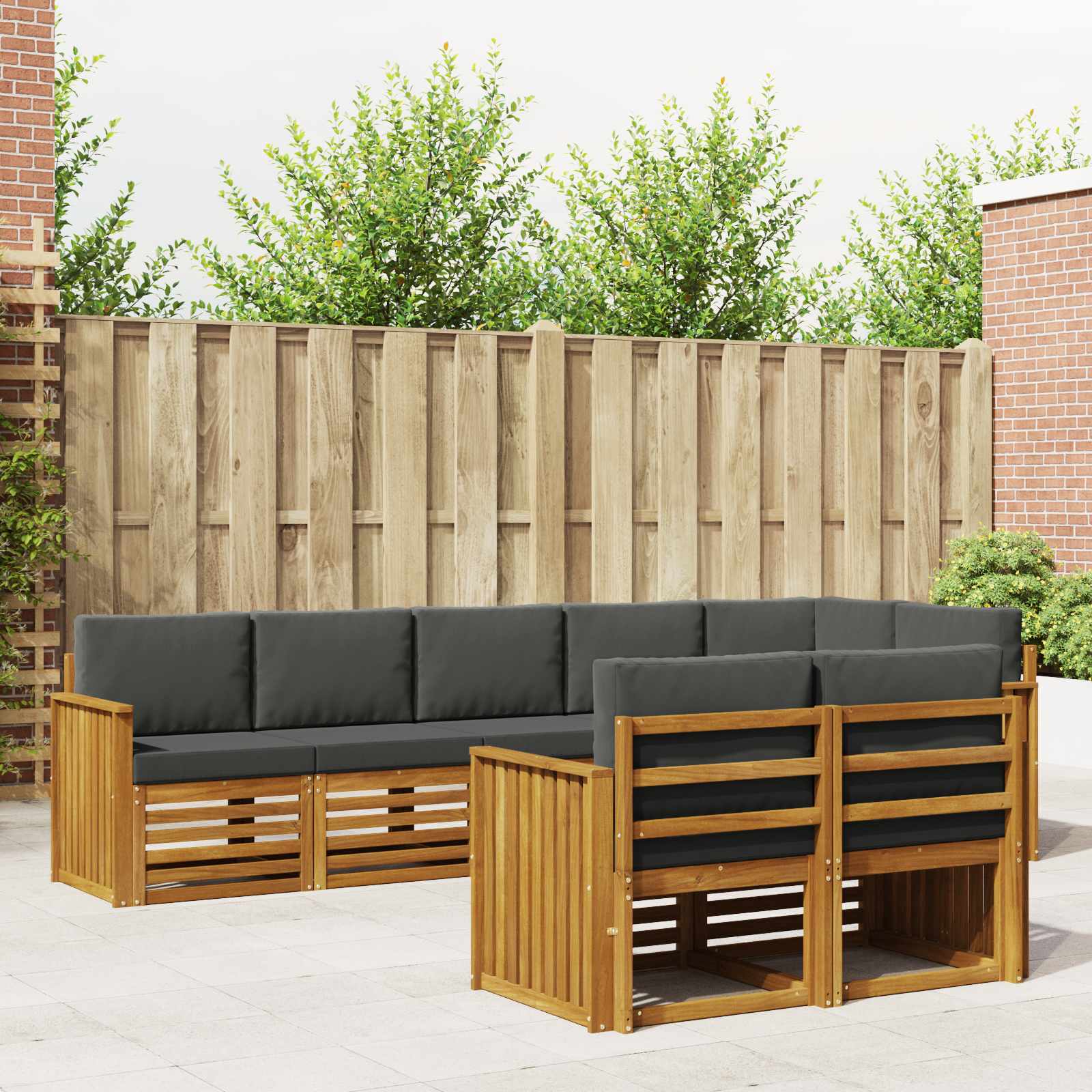 Sofagarnituren 8 pcs Natur und Anthrazit Massivholz Akazie