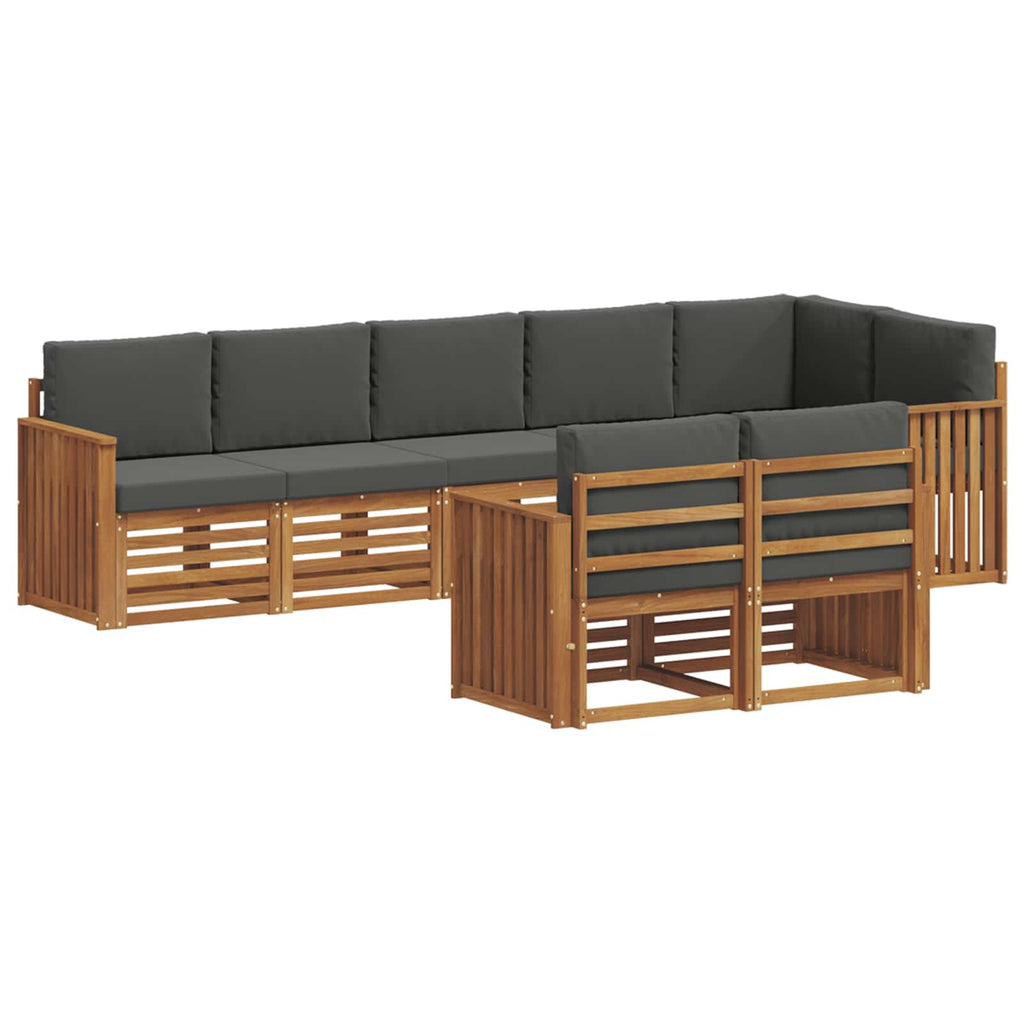 Sofagarnituren 8 pcs Natur und Anthrazit Massivholz Akazie