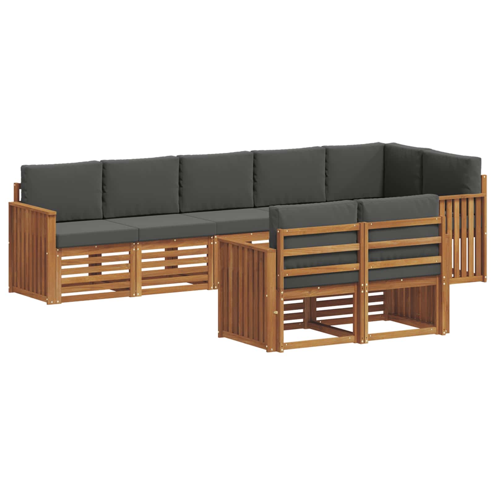 Sofagarnituren 8 pcs Natur und Anthrazit Massivholz Akazie