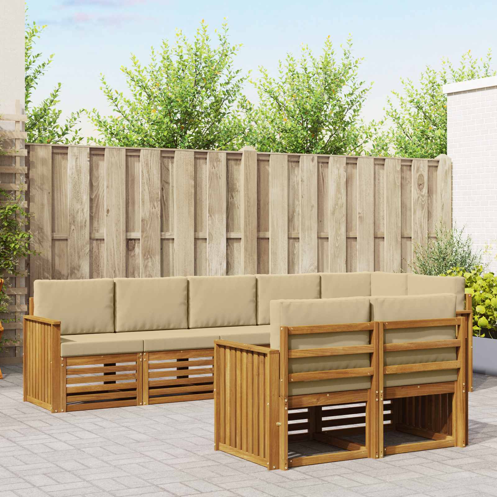 Sofagarnituren 8 pcs Natur und Beige Massivholz Akazie