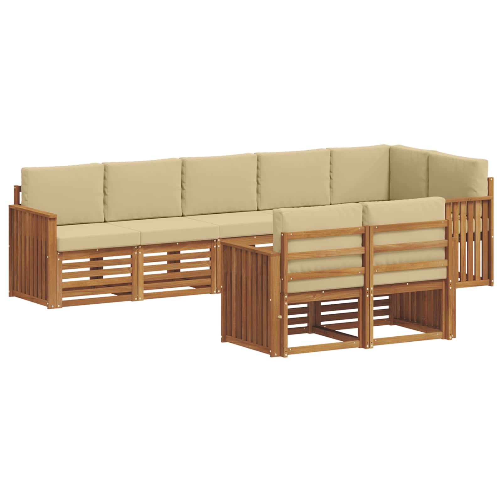 Sofagarnituren 8 pcs Natur und Beige Massivholz Akazie