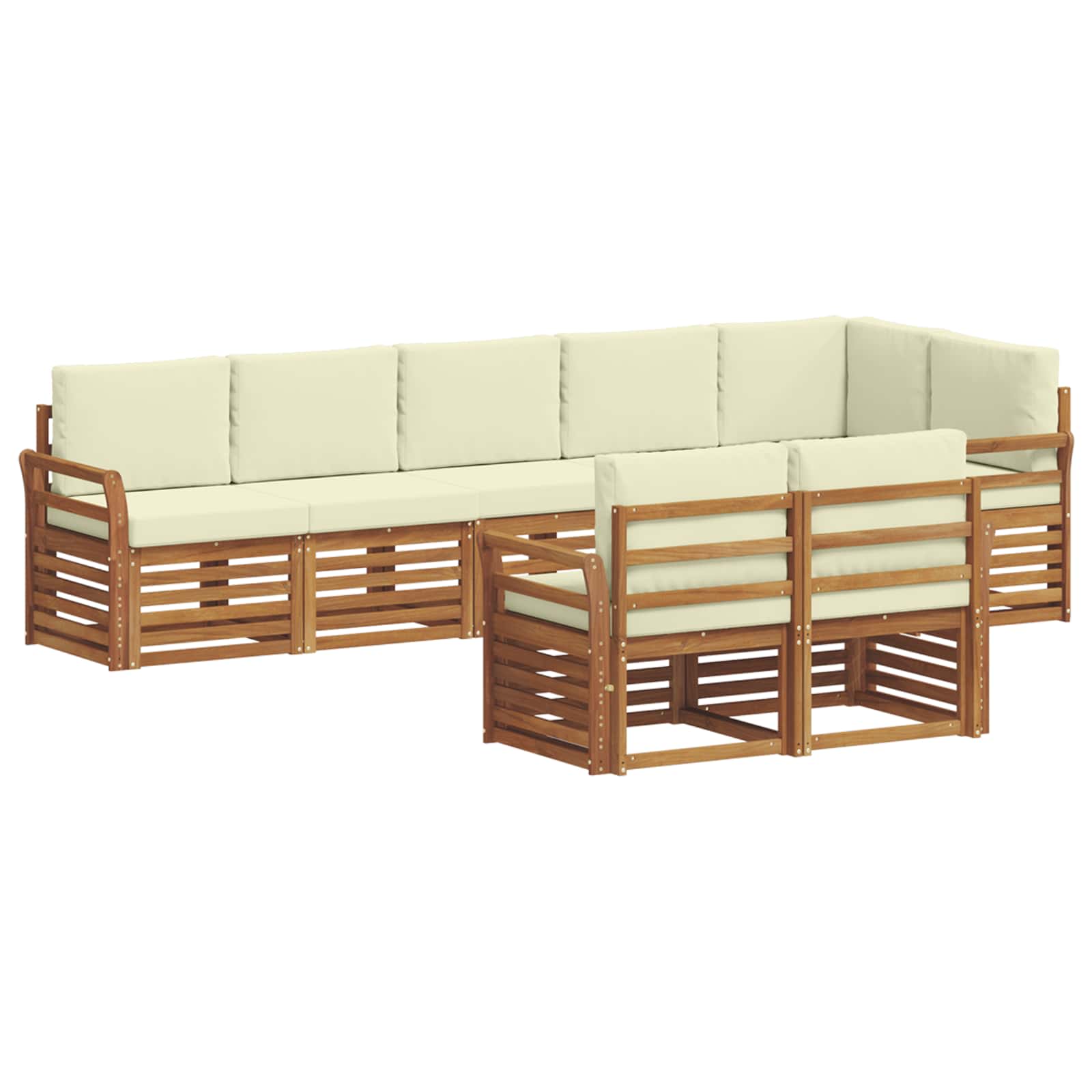 Sofagarnituren 8 pcs Natur und Creme Massivholz Akazie
