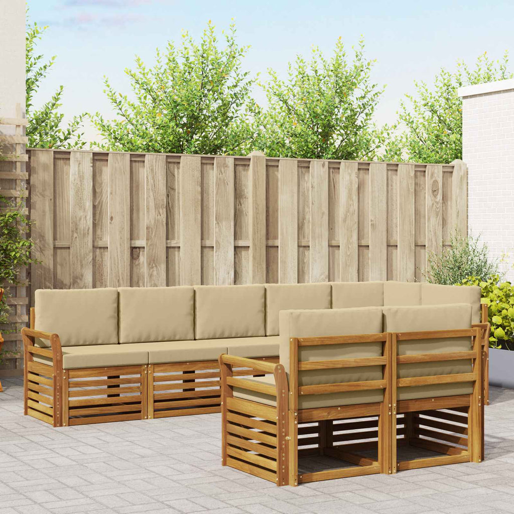Sofagarnituren 8 pcs Natur und Beige Massivholz Akazie