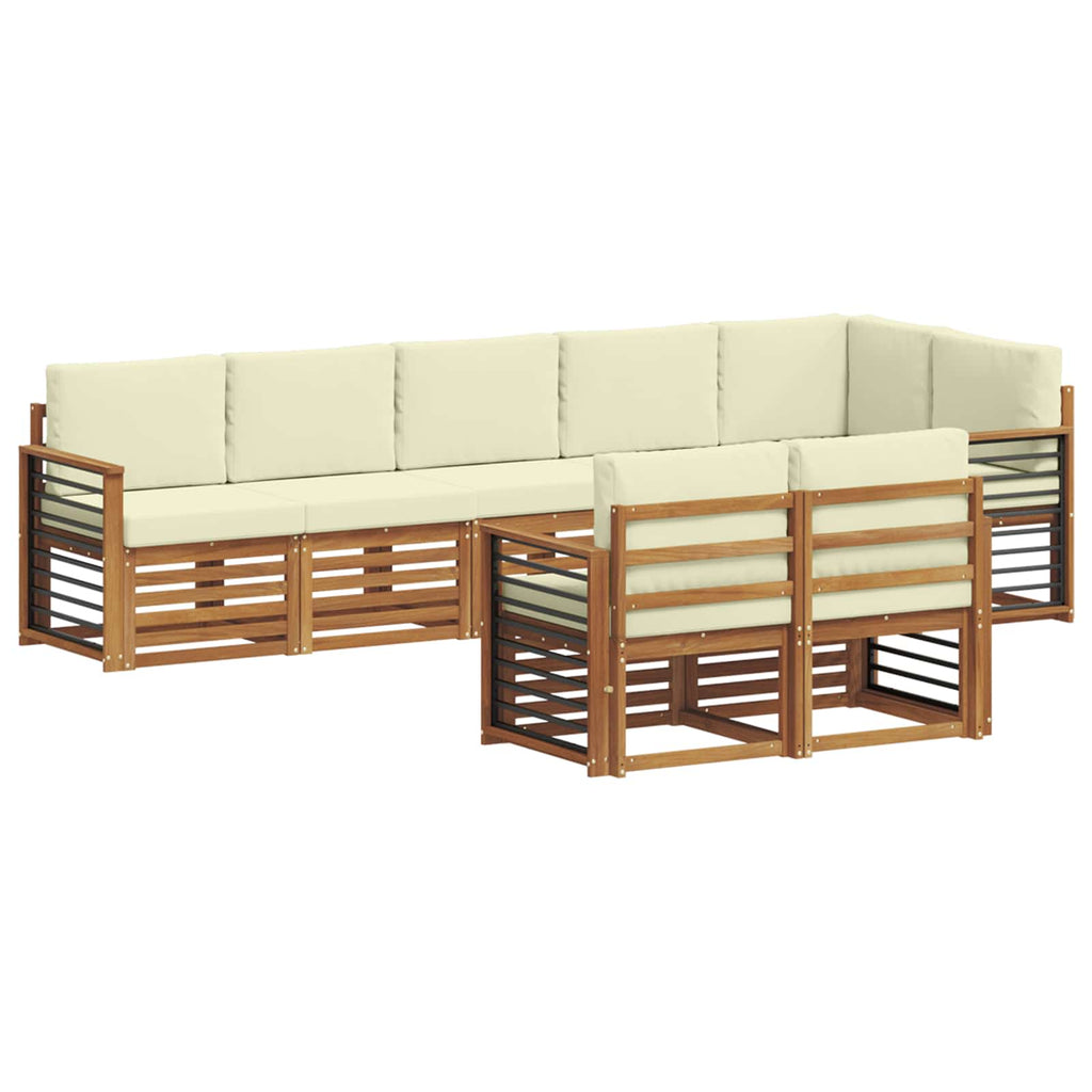 Sofagarnituren 8 pcs Natur und Creme Massivholz Akazie