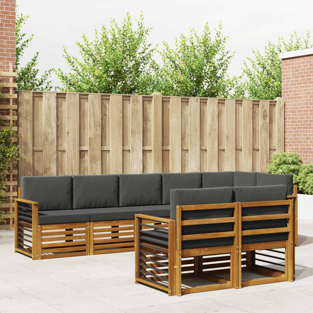 Sofagarnituren 8 pcs Natur und Anthrazit Massivholz Akazie