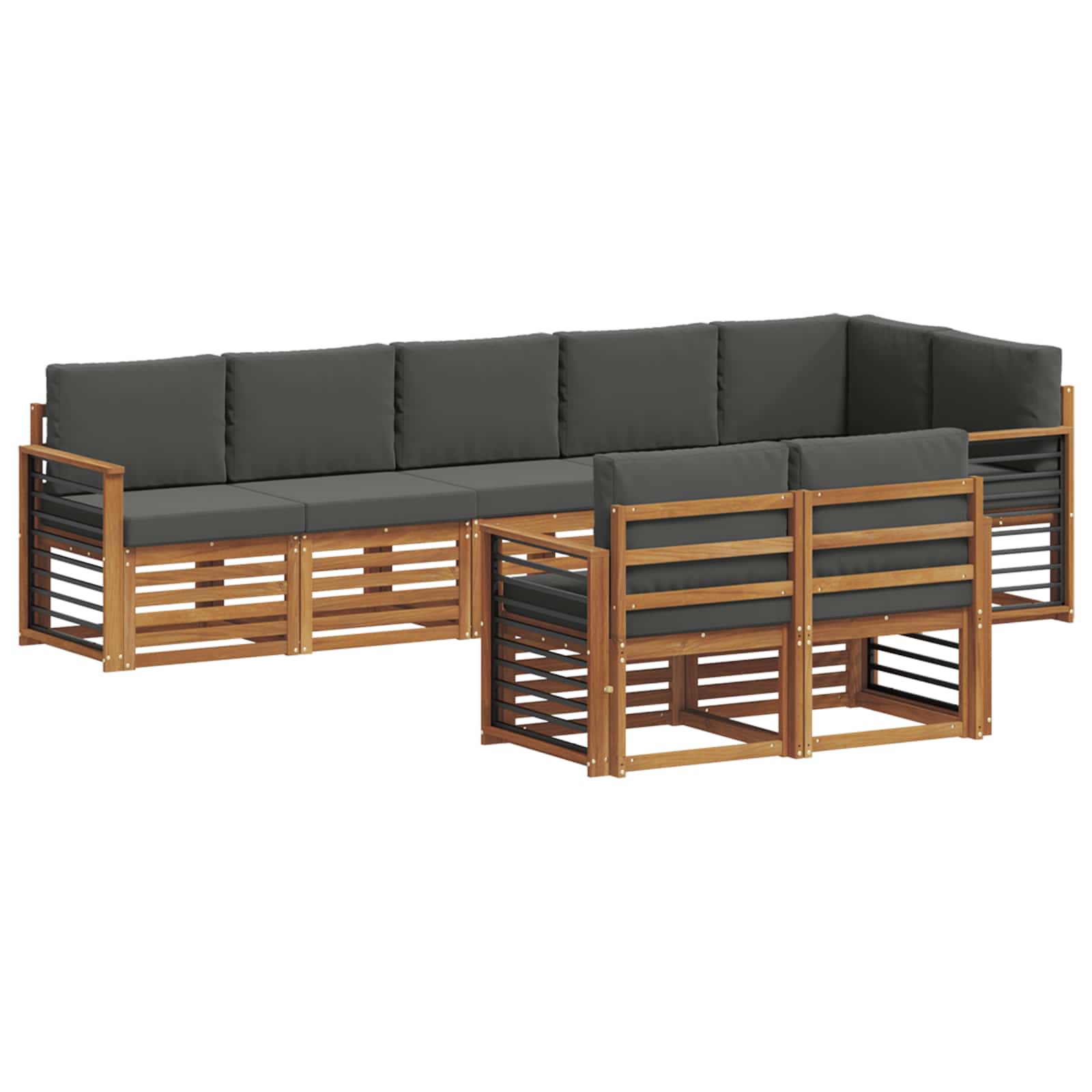 Sofagarnituren 8 pcs Natur und Anthrazit Massivholz Akazie