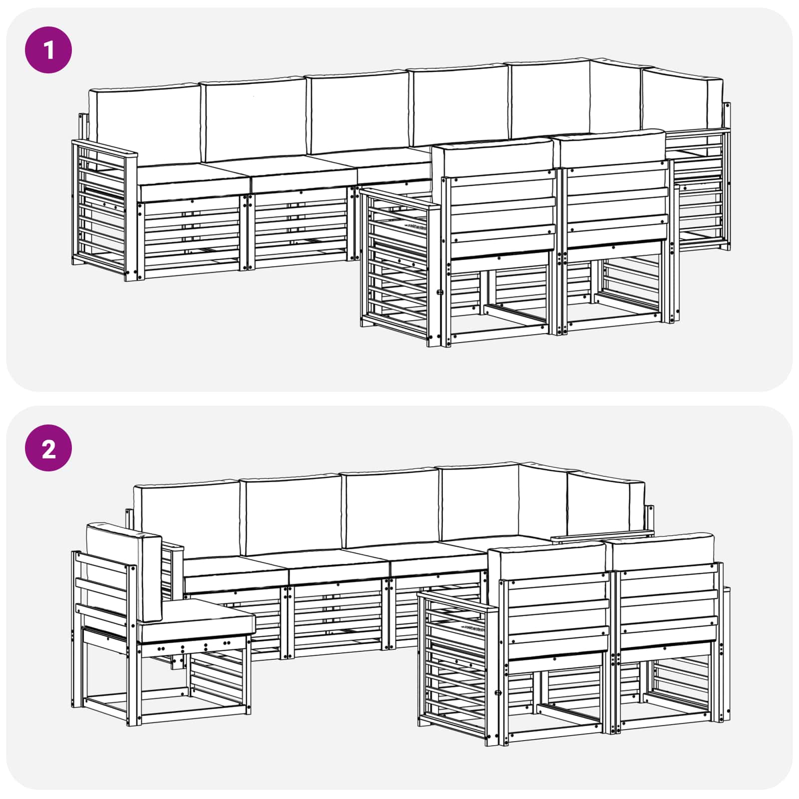 Sofagarnituren 8 pcs Natur und Anthrazit Massivholz Akazie