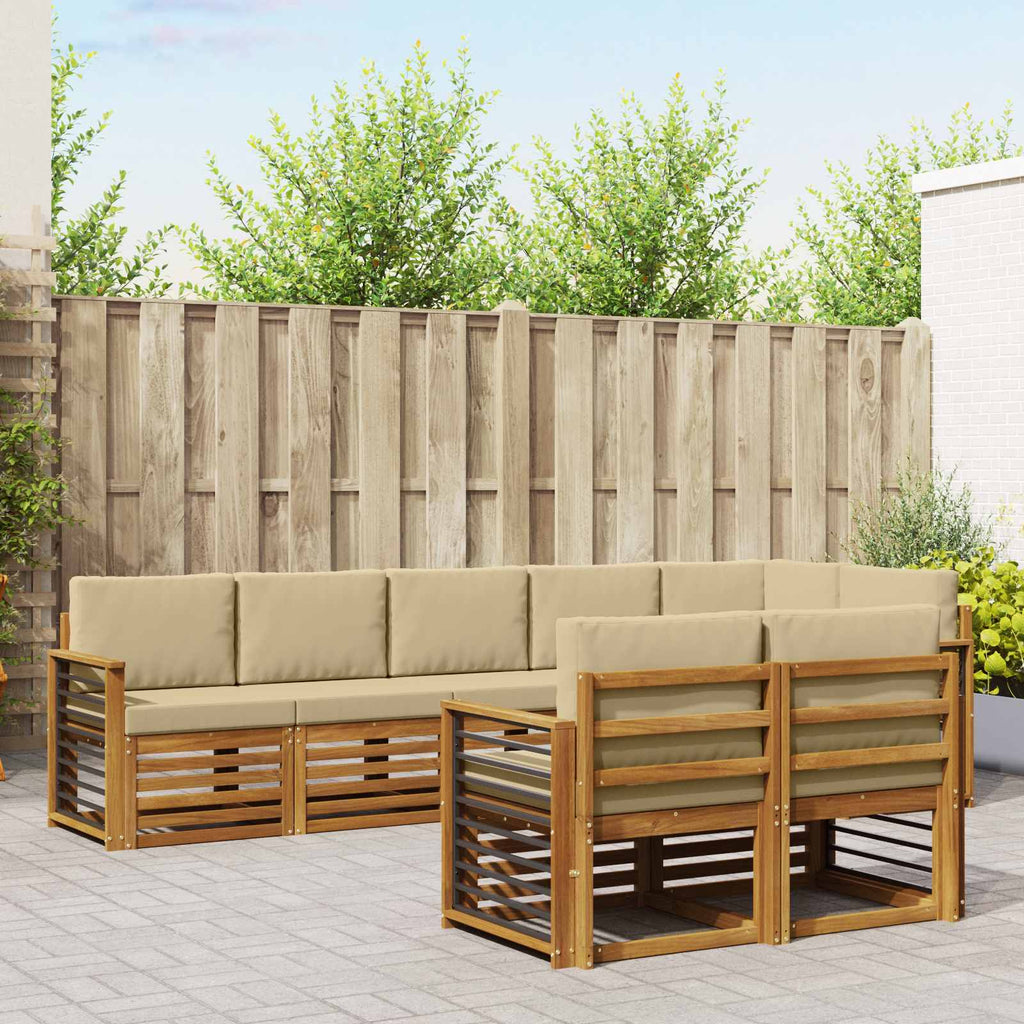 Sofagarnituren 8 pcs Natur und Beige Massivholz Akazie