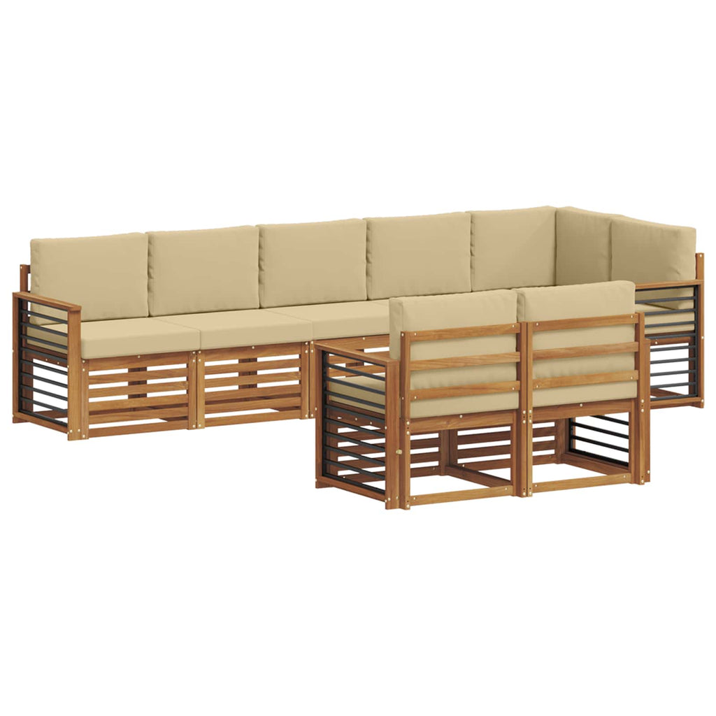 Sofagarnituren 8 pcs Natur und Beige Massivholz Akazie