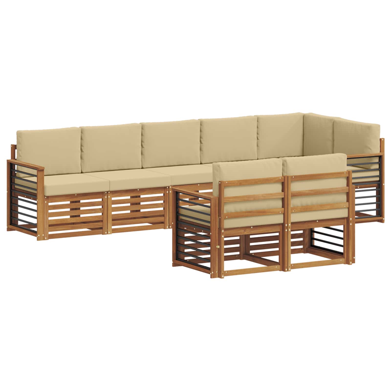 Sofagarnituren 8 pcs Natur und Beige Massivholz Akazie