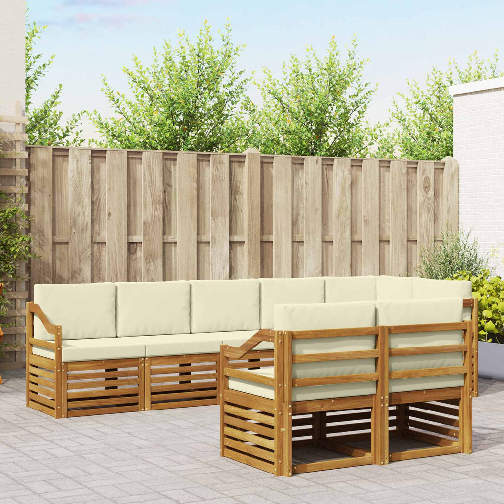 Sofagarnituren 8 pcs Natur und Creme Massivholz Akazie