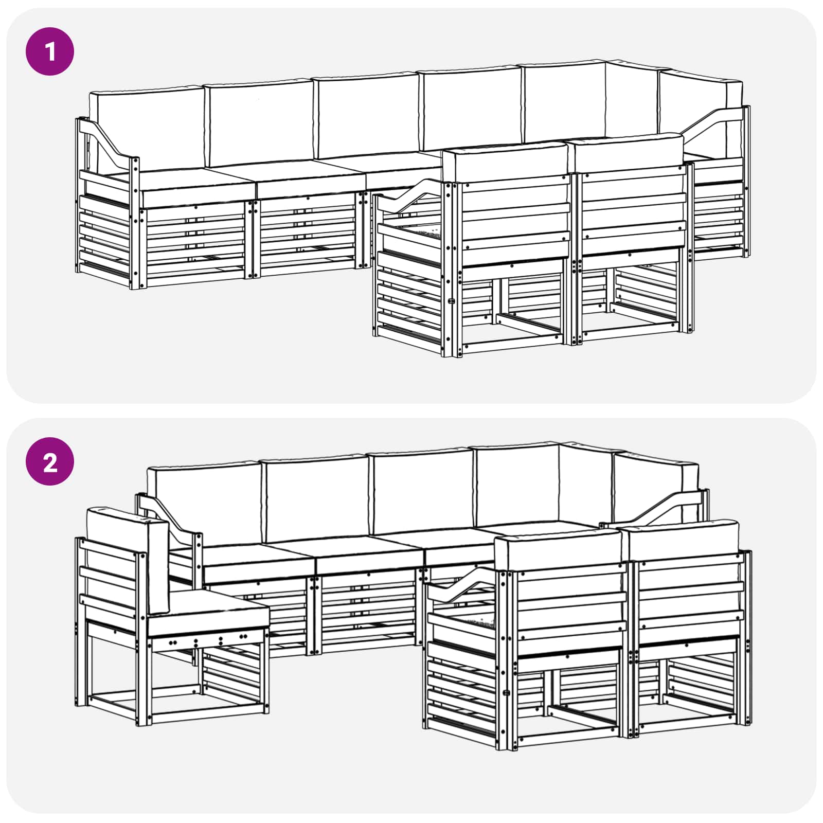 Sofagarnituren 8 pcs Natur und Creme Massivholz Akazie