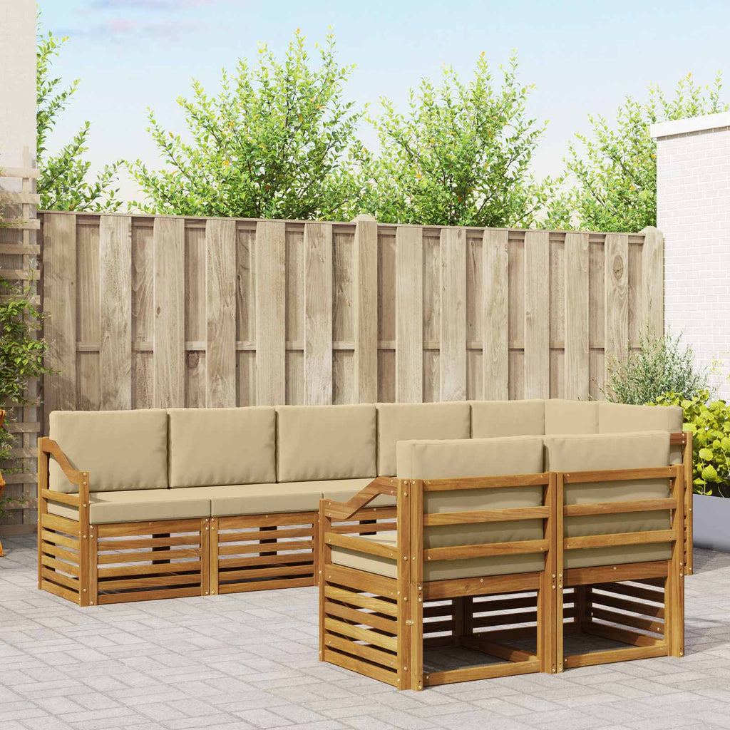 Sofagarnituren 8 pcs Natur und Beige Massivholz Akazie