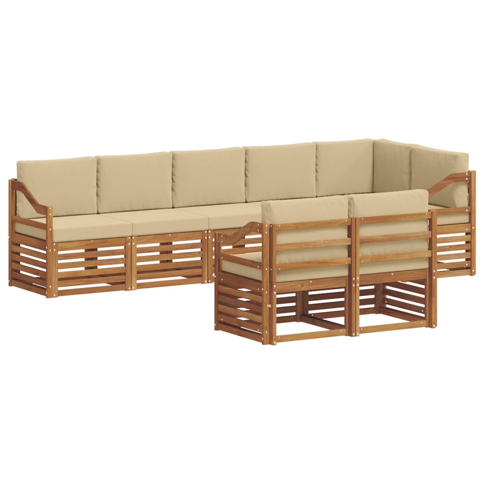 Sofagarnituren 8 pcs Natur und Beige Massivholz Akazie