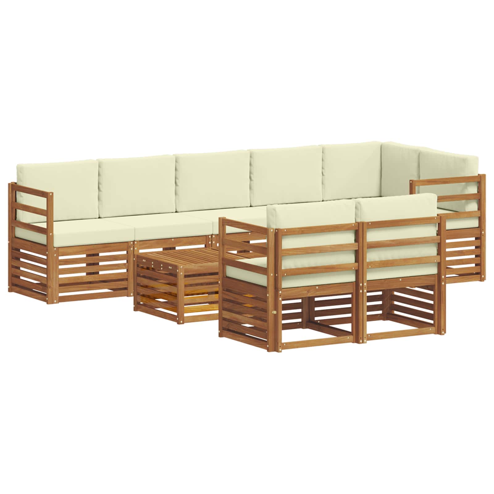 Sofagarnituren 9 pcs Natur und Creme Massivholz Akazie