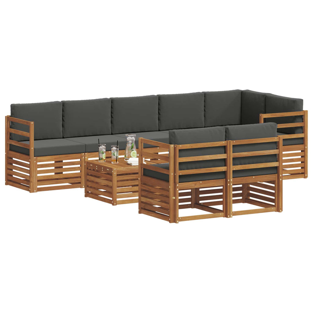 Sofagarnituren 9 pcs Natur und Anthrazit Massivholz Akazie