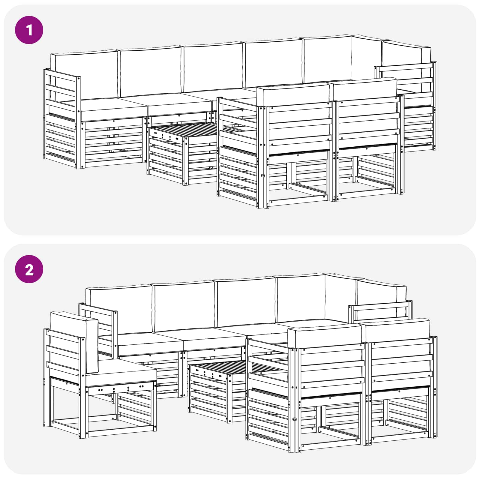 Sofagarnituren 9 pcs Natur und Anthrazit Massivholz Akazie