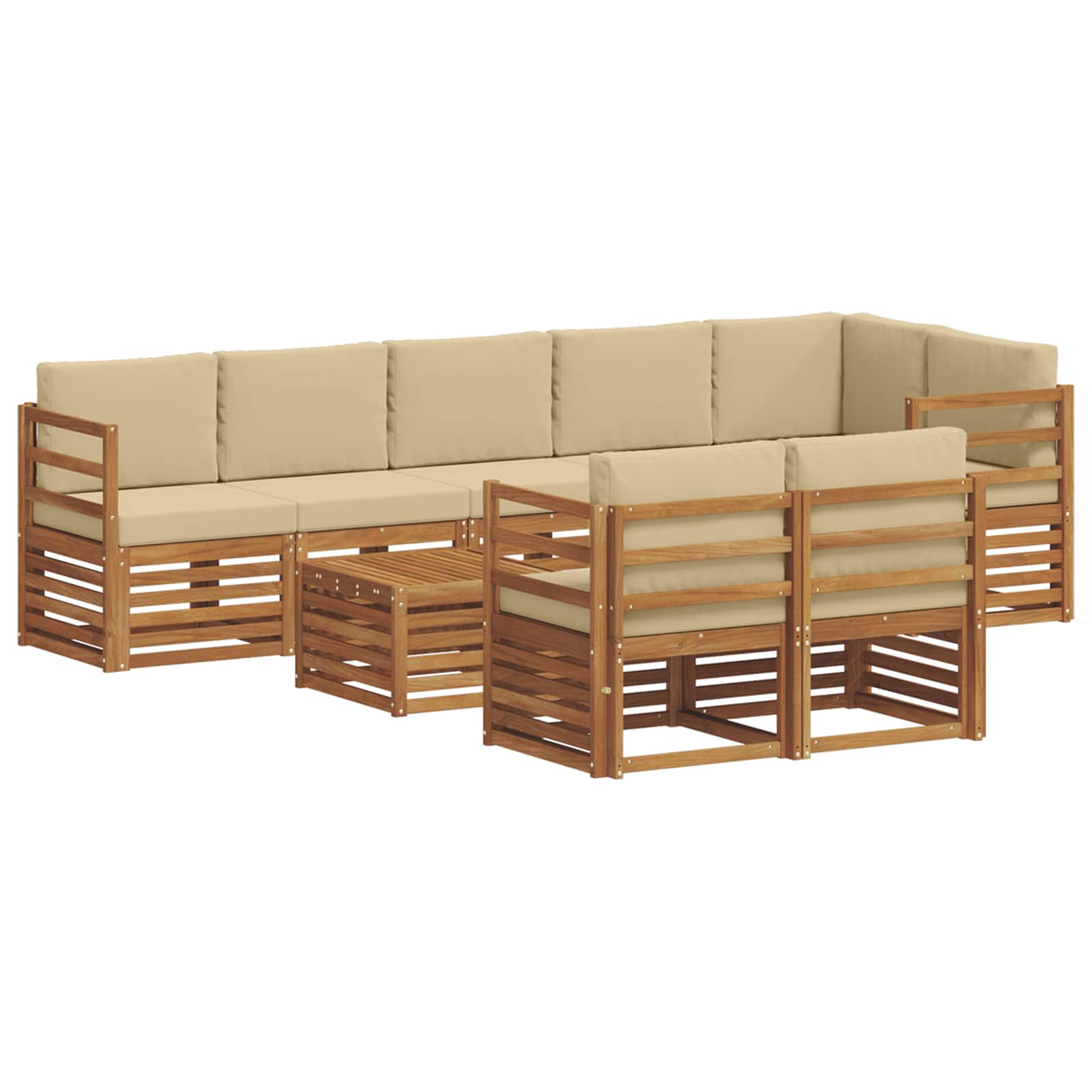 Sofagarnituren 9 pcs Natur und Beige Massivholz Akazie