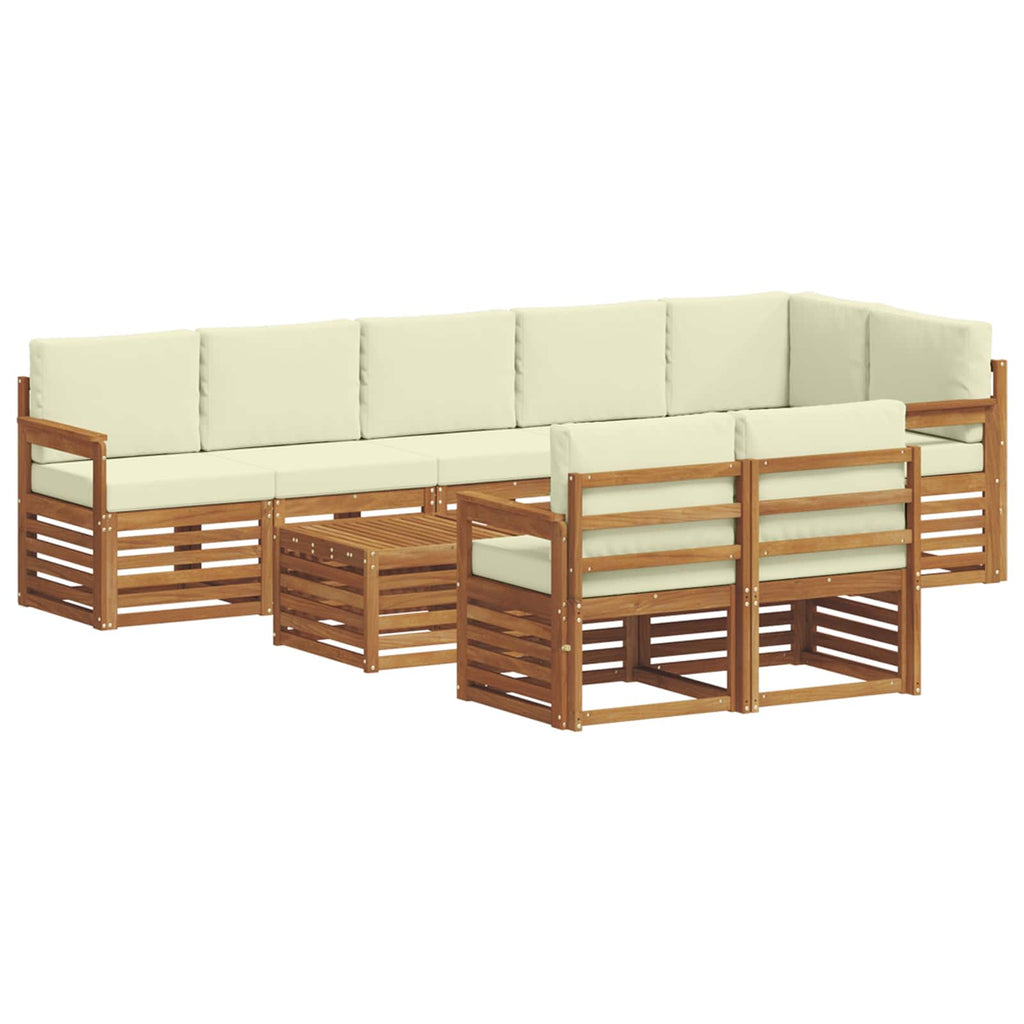 Sofagarnituren 9 pcs Natur und Creme Massivholz Akazie
