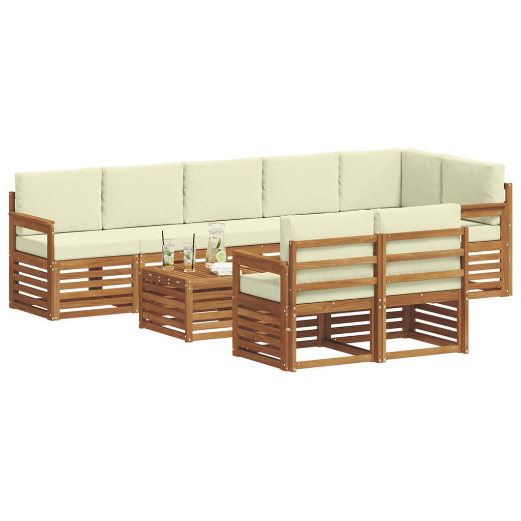 Sofagarnituren 9 pcs Natur und Creme Massivholz Akazie