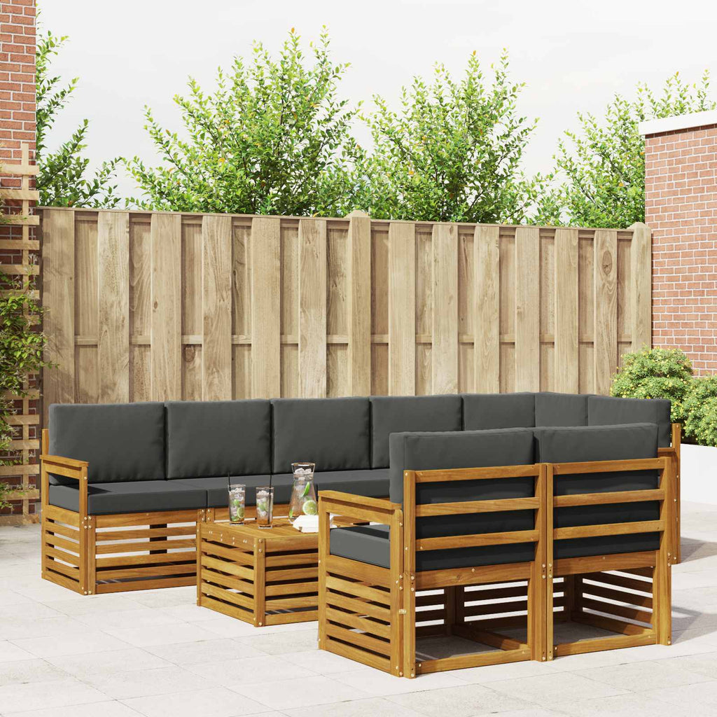 Sofagarnituren 9 pcs Natur und Anthrazit Massivholz Akazie