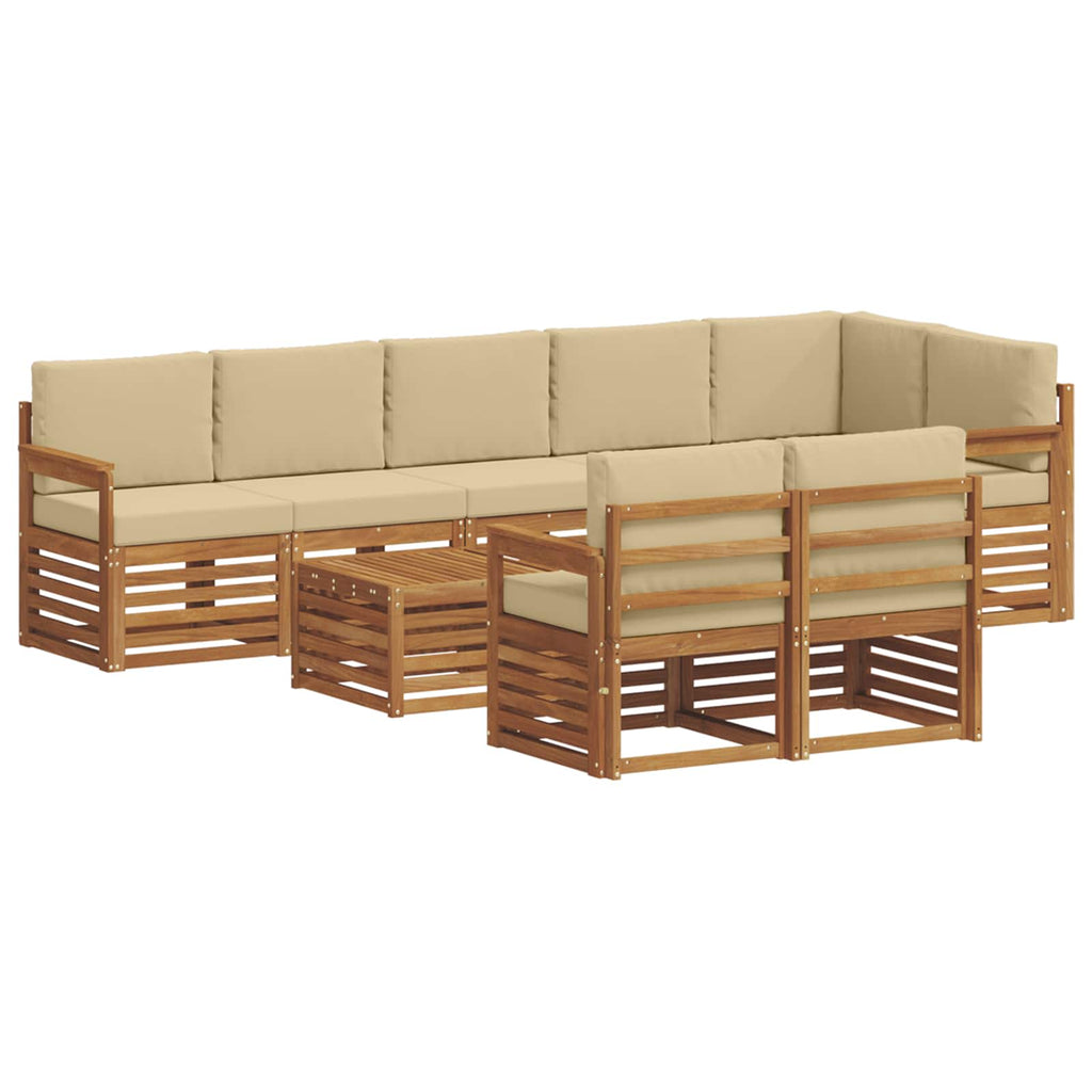 Sofagarnituren 9 pcs Natur und Beige Massivholz Akazie