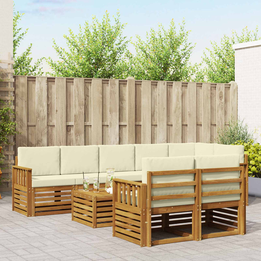 Sofagarnituren 9 pcs Natur und Creme Massivholz Akazie
