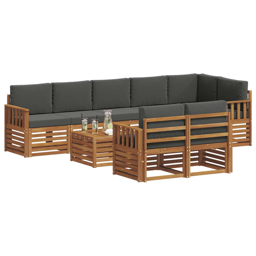 Sofagarnituren 9 pcs Natur und Anthrazit Massivholz Akazie