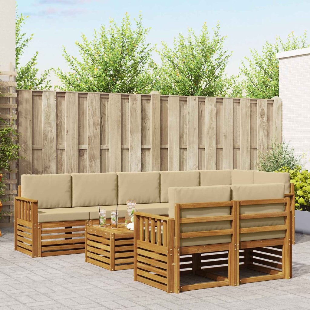 Sofagarnituren 9 pcs Natur und Beige Massivholz Akazie