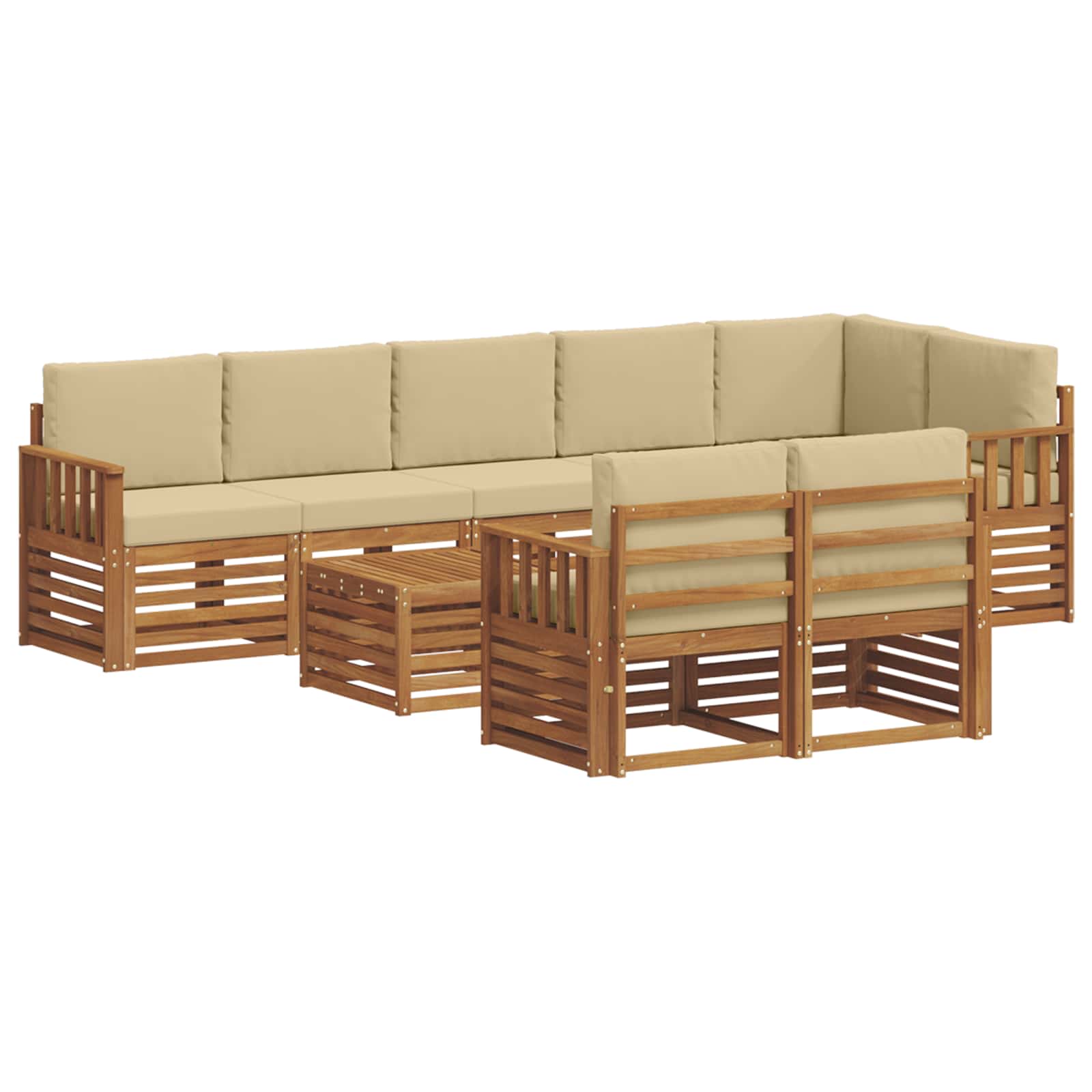 Sofagarnituren 9 pcs Natur und Beige Massivholz Akazie