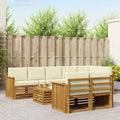 Sofagarnituren 9 pcs Natur und Creme Massivholz Akazie