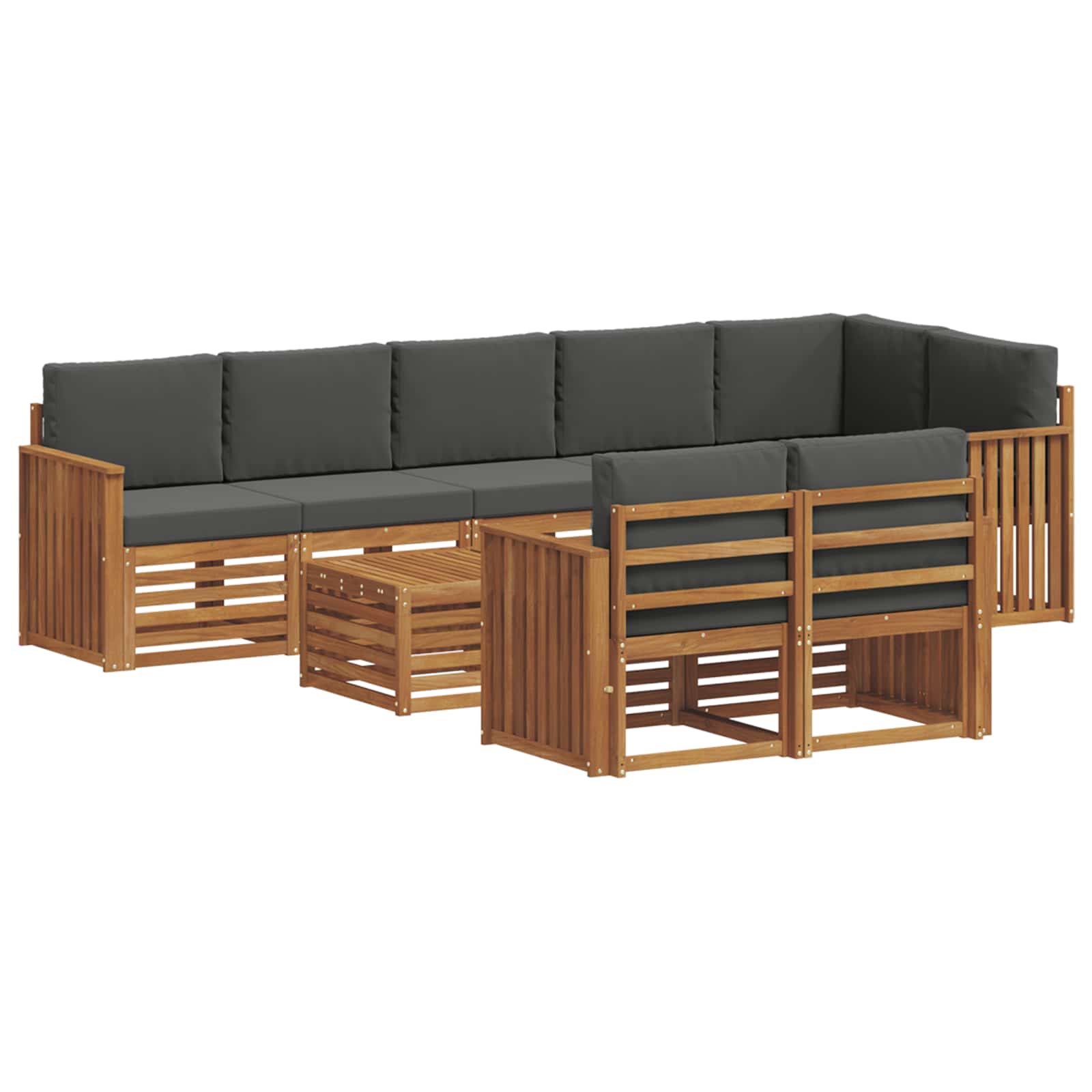 Sofagarnituren 9 pcs Natur und Anthrazit Massivholz Akazie