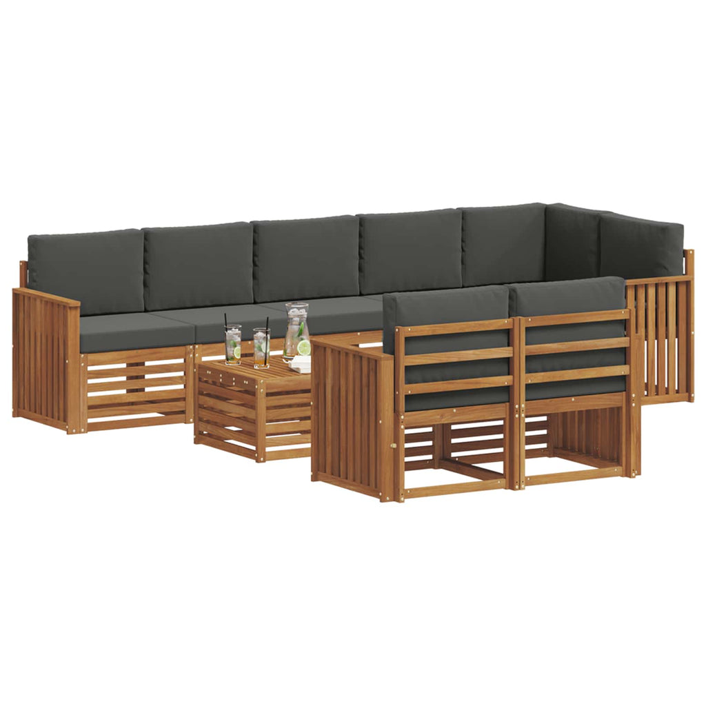 Sofagarnituren 9 pcs Natur und Anthrazit Massivholz Akazie
