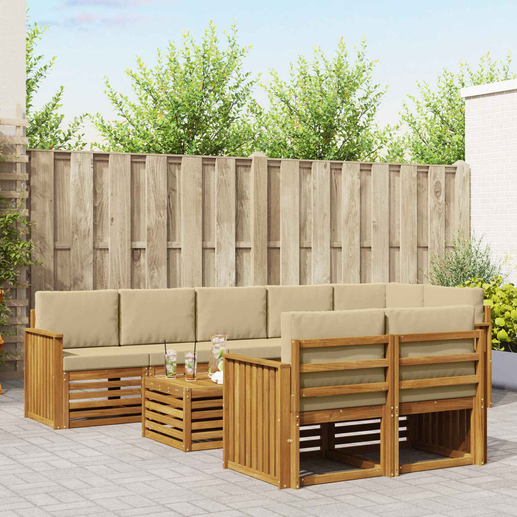 Sofagarnituren 9 pcs Natur und Beige Massivholz Akazie
