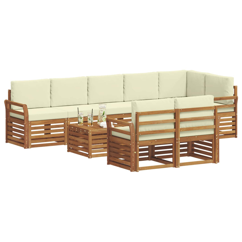 Sofagarnituren 9 pcs Natur und Creme Massivholz Akazie