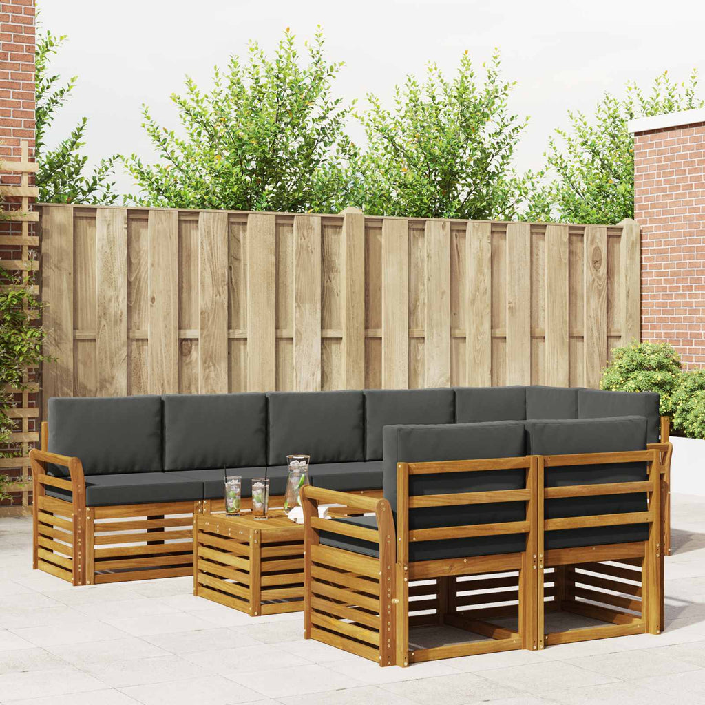 Sofagarnituren 9 pcs Natur und Anthrazit Massivholz Akazie