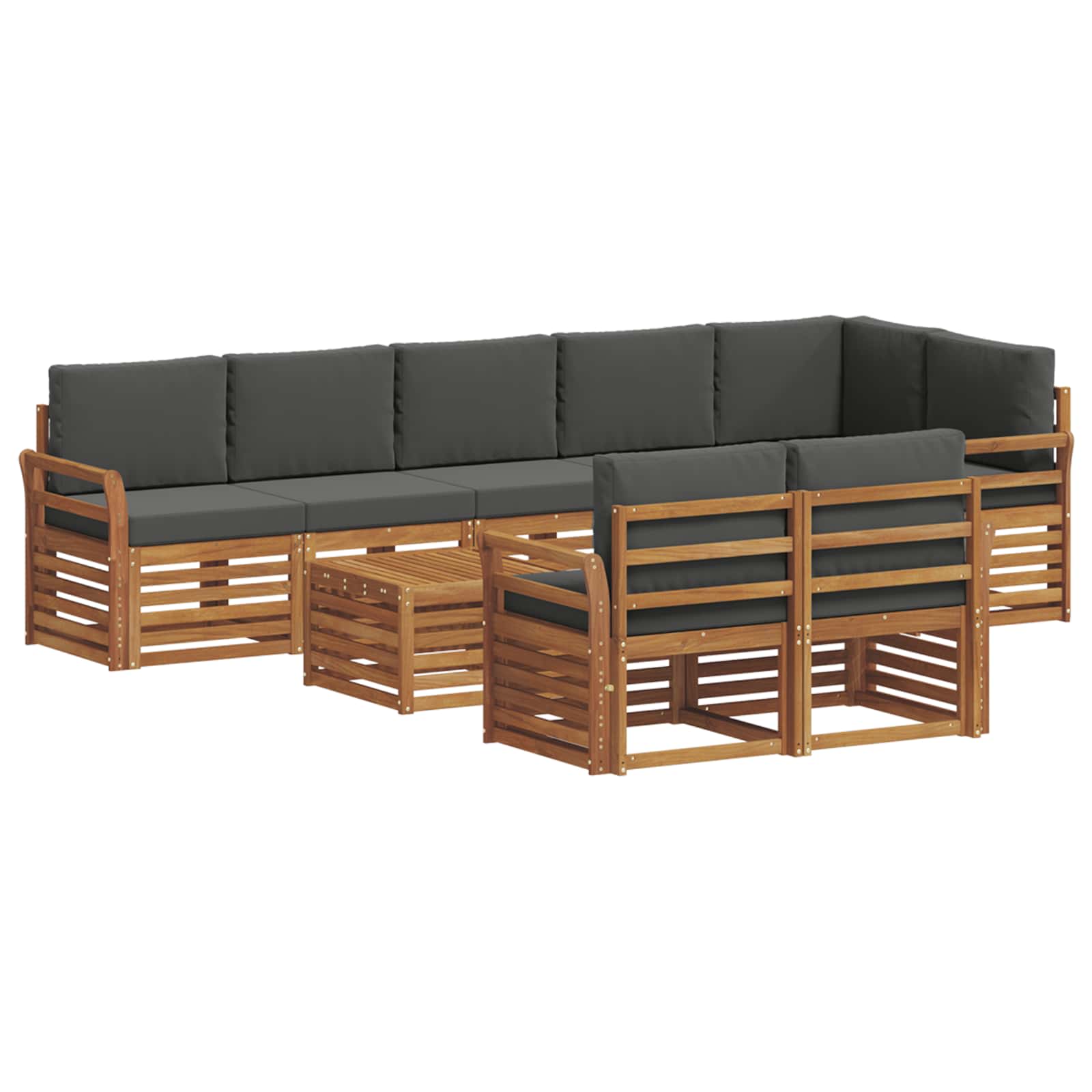 Sofagarnituren 9 pcs Natur und Anthrazit Massivholz Akazie