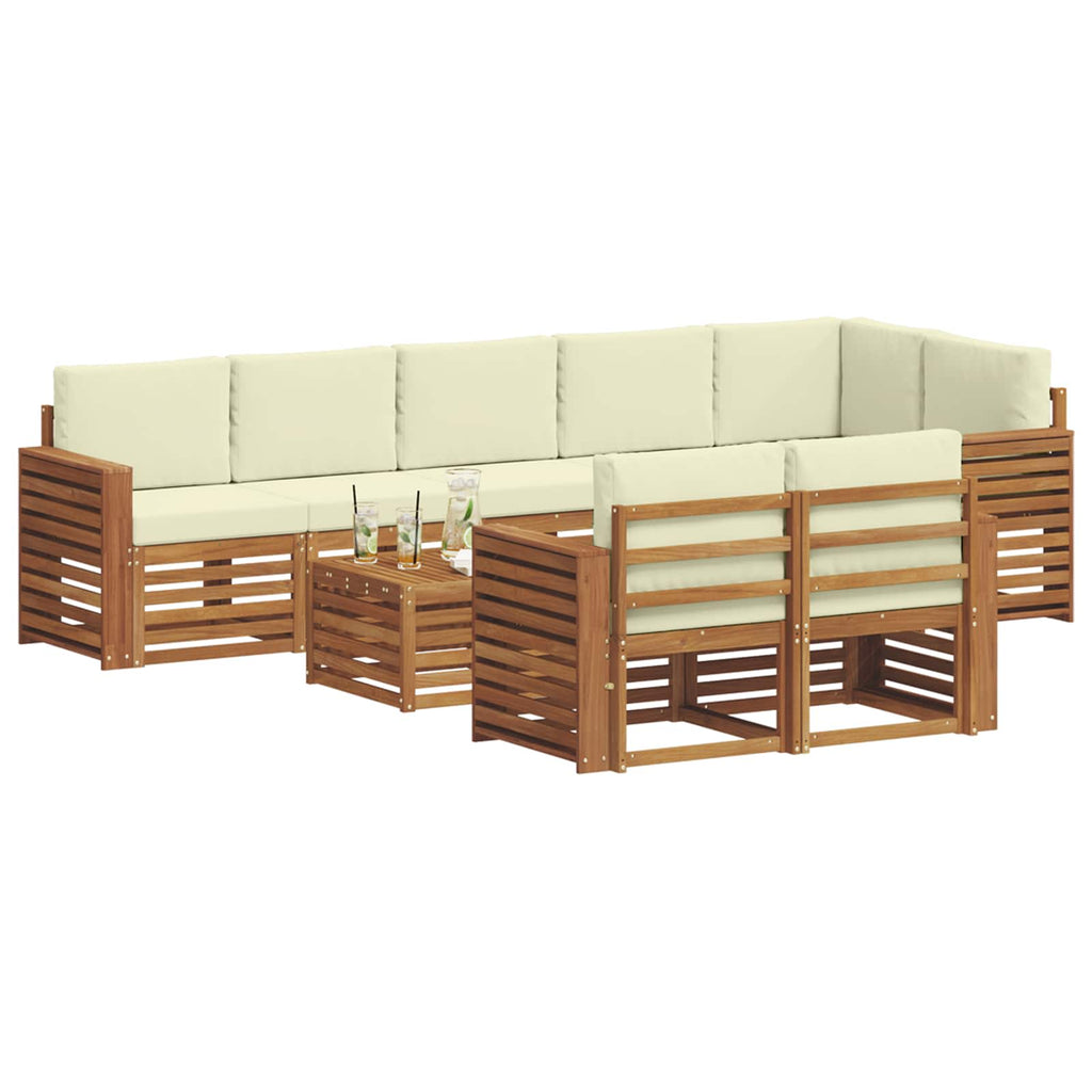Sofagarnituren 9 pcs Natur und Creme Massivholz Akazie