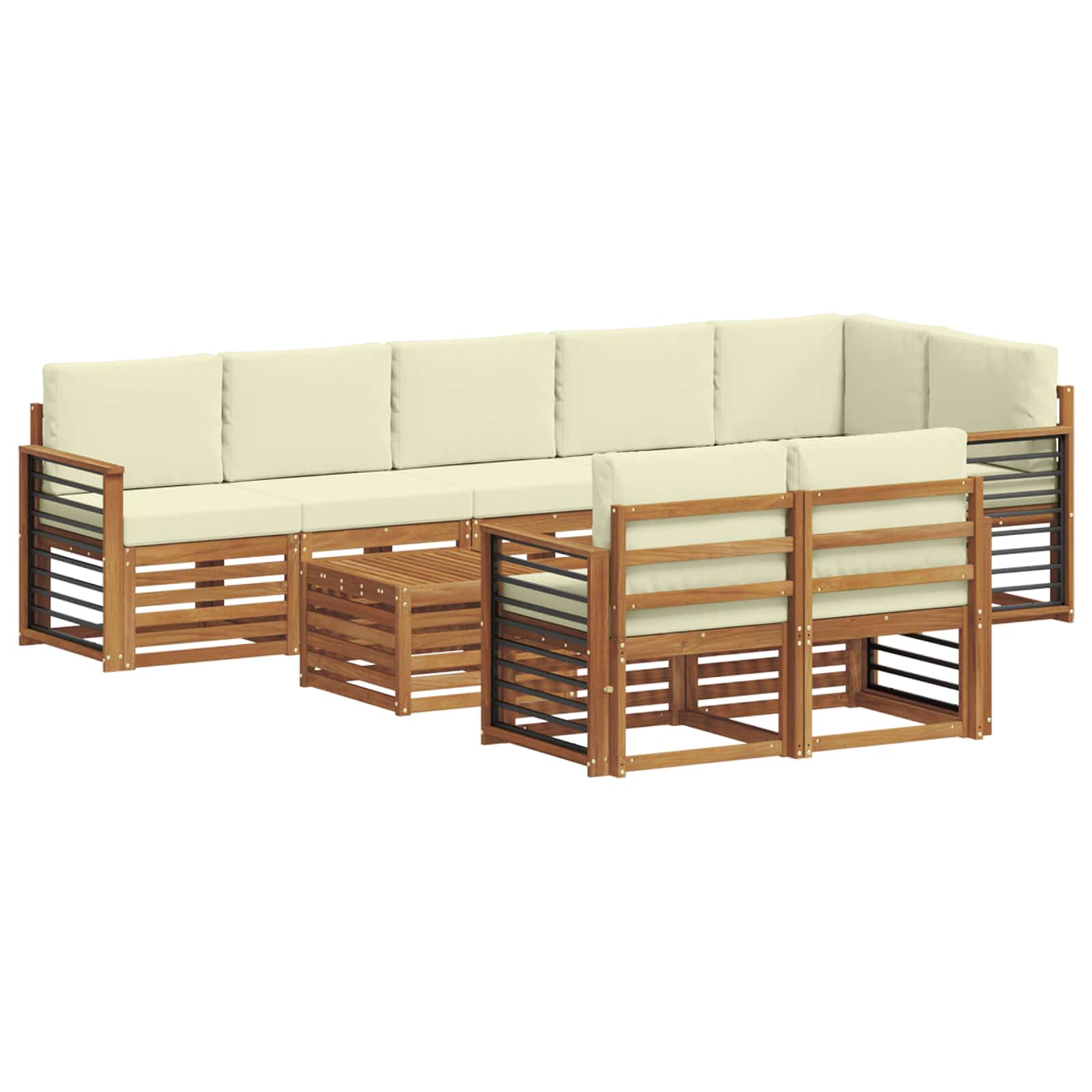 Sofagarnituren 9 pcs Natur und Creme Massivholz Akazie