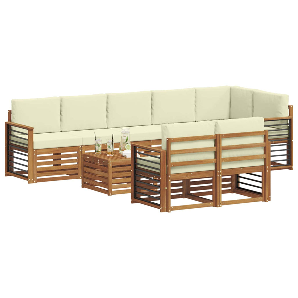 Sofagarnituren 9 pcs Natur und Creme Massivholz Akazie