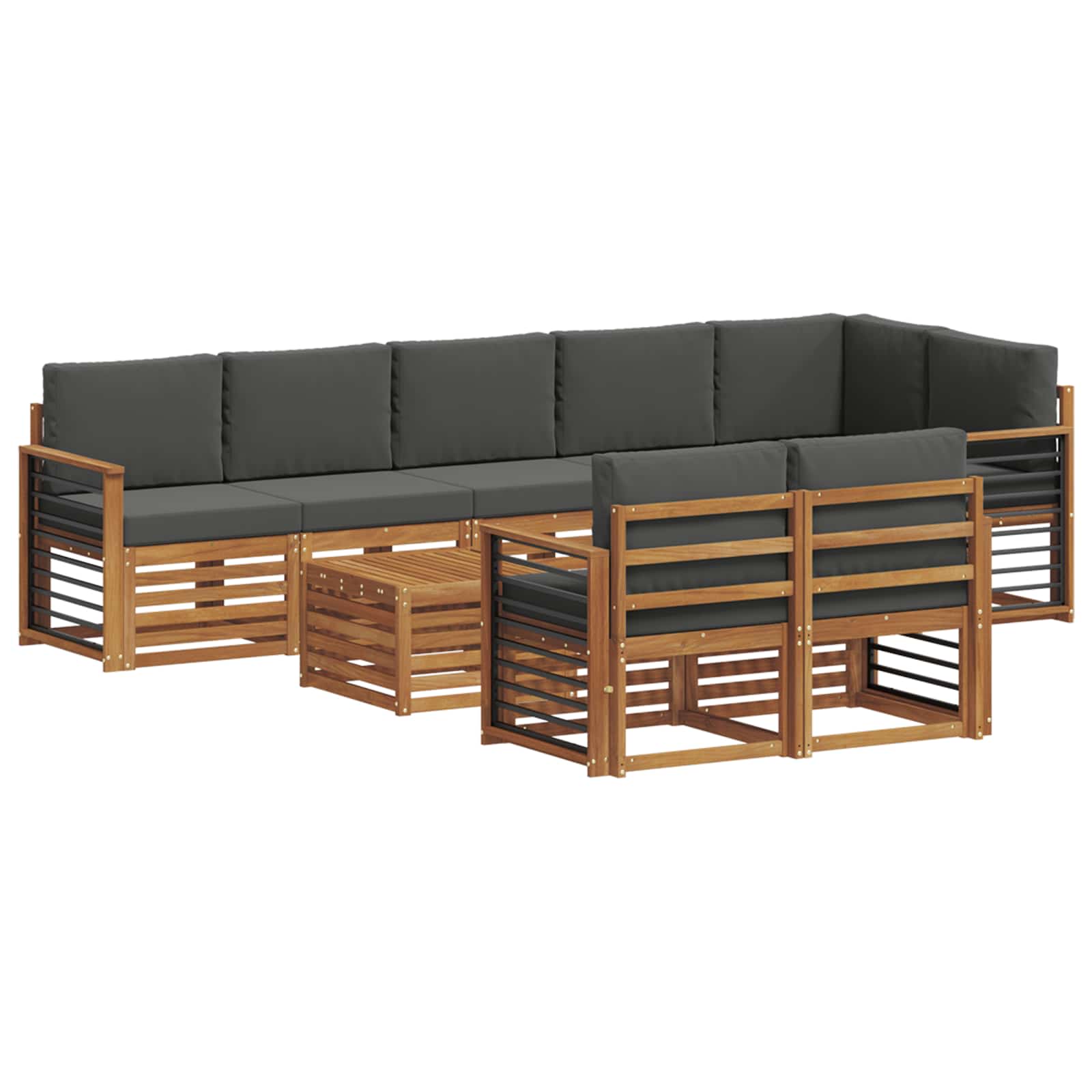 Sofagarnituren 9 pcs Natur und Anthrazit Massivholz Akazie