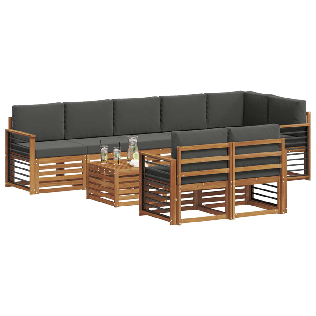 Sofagarnituren 9 pcs Natur und Anthrazit Massivholz Akazie