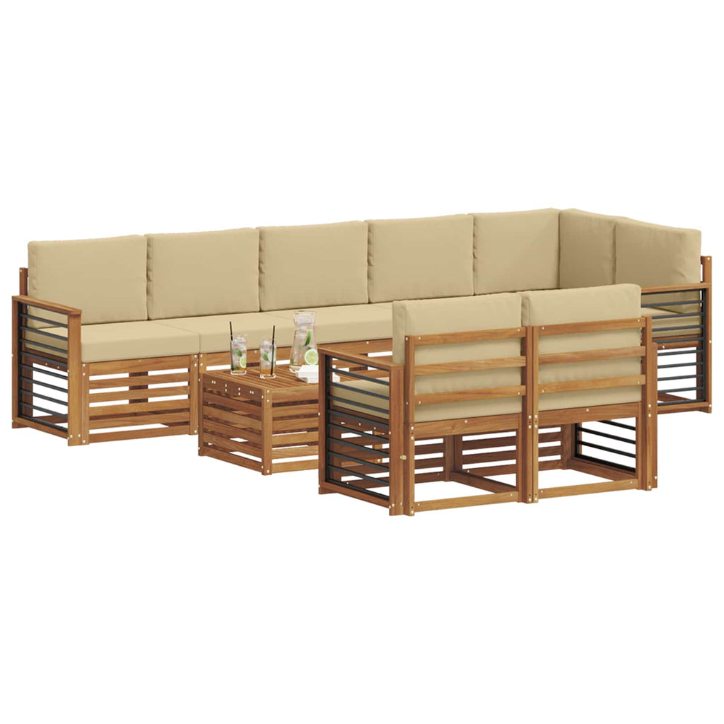 Sofagarnituren 9 pcs Natur und Beige Massivholz Akazie