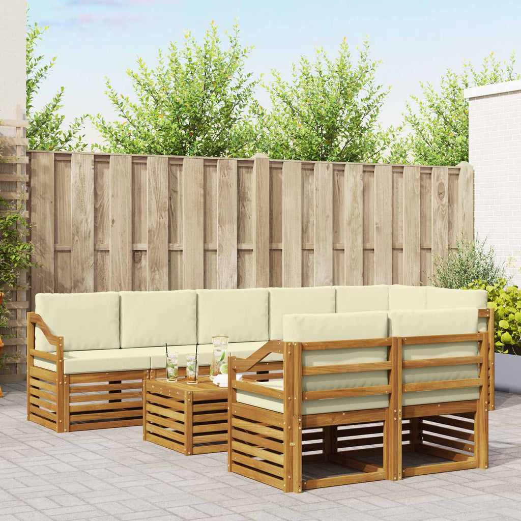 Sofagarnituren 9 pcs Natur und Creme Massivholz Akazie