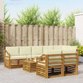 Sofagarnituren 9 pcs Natur und Creme Massivholz Akazie