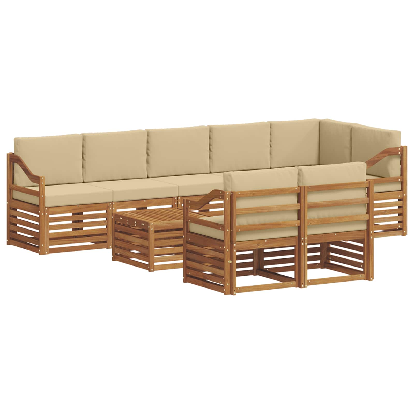 Sofagarnituren 9 pcs Natur und Beige Massivholz Akazie