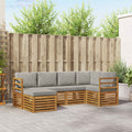 Ecksofa Set 6 pcs Natürlich und Hellgrau Massivholz Akazie