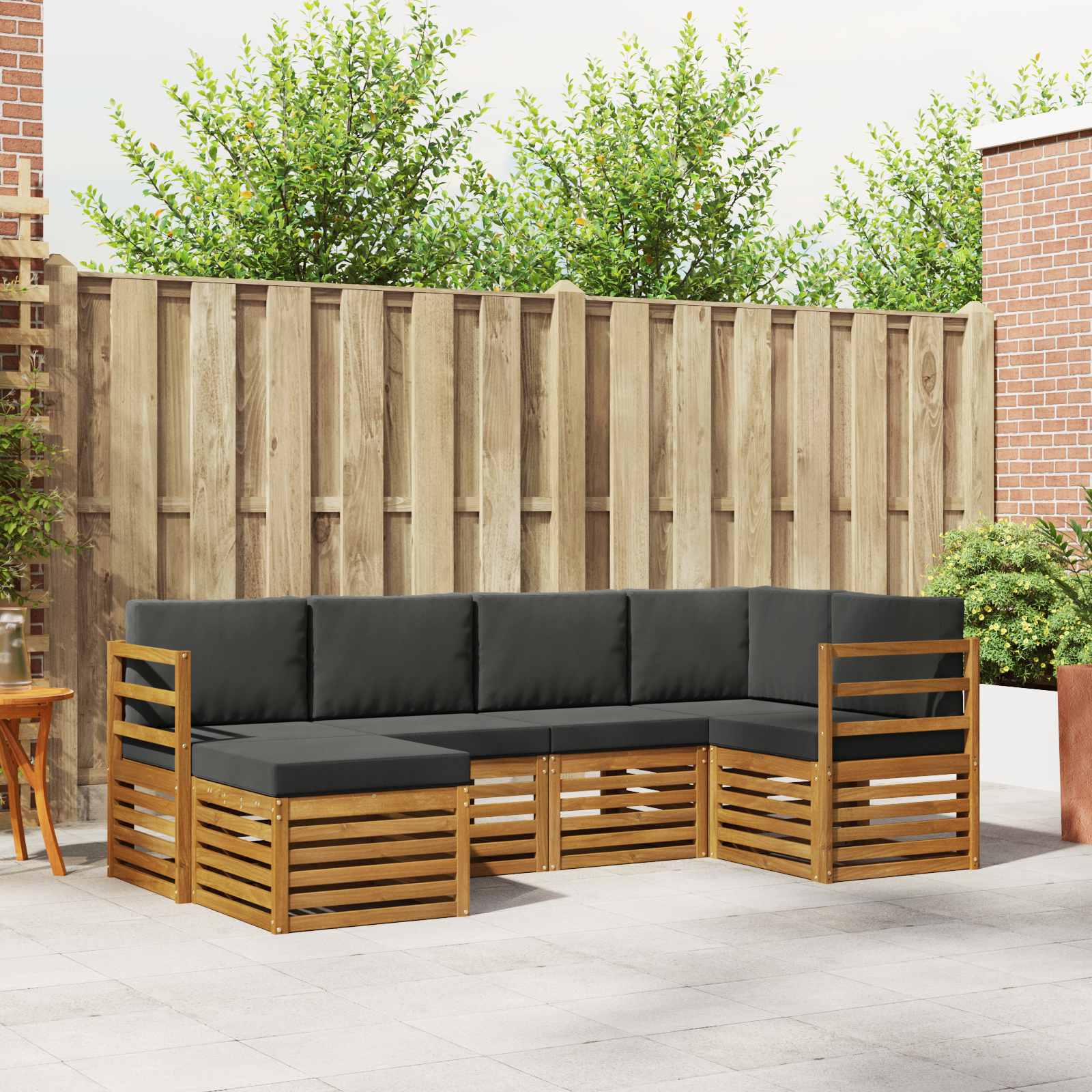 Ecksofa Set mit Kissen 6 pcs Natur und Anthrazit
