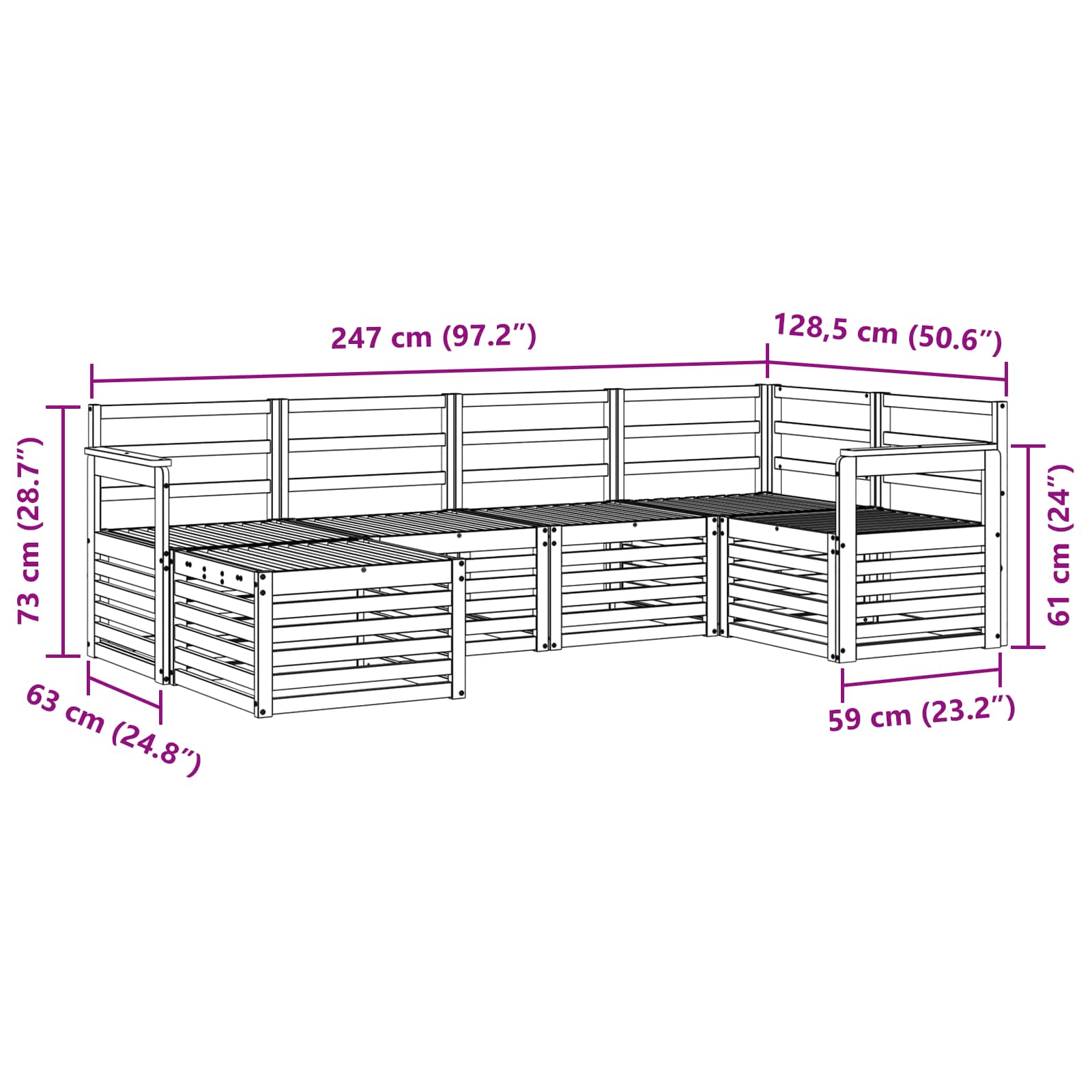 Ecksofa Set 6 pcs Natur