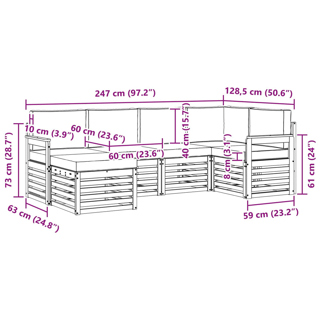 Ecksofa Set mit Kissen 6 pcs Natur und Creme